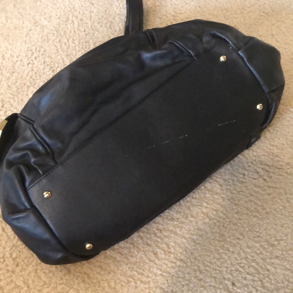 Michael Kors "Beverly" Large Black Leather Gold Hobo Satchel Tote Bag - Picture 10 of 12